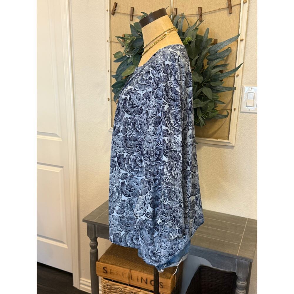CHAUS New York Blue Fern Blouse Shirt Top Women size L - Picture 3 of 7